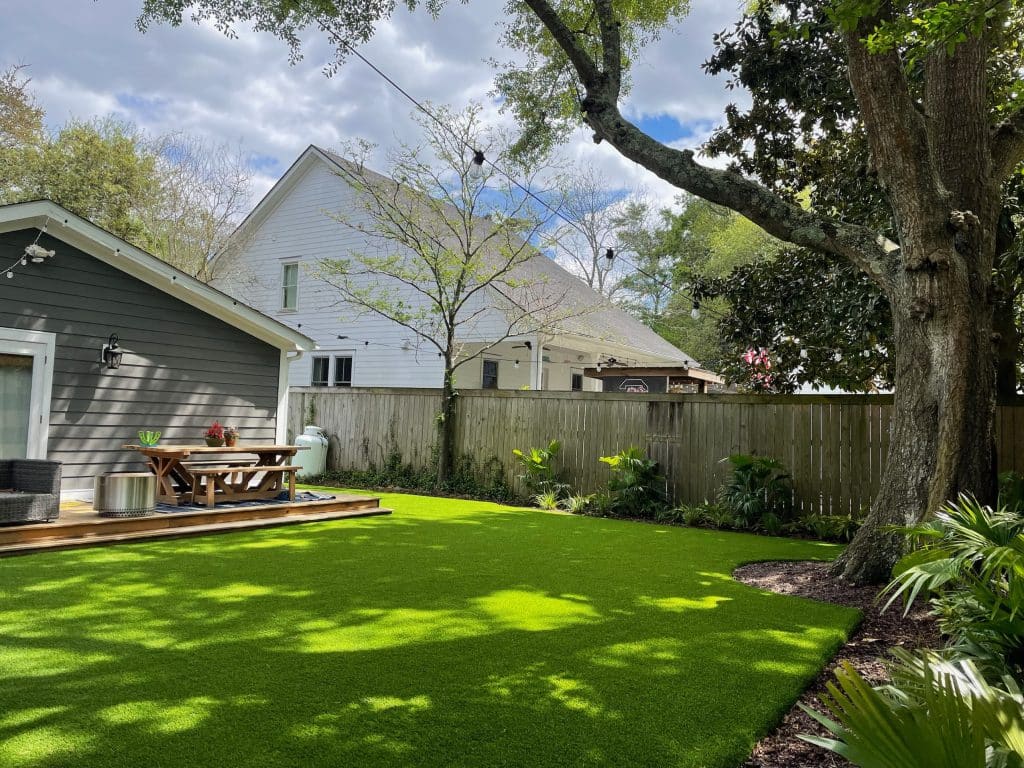 artificial grass in a backyard in atlanta