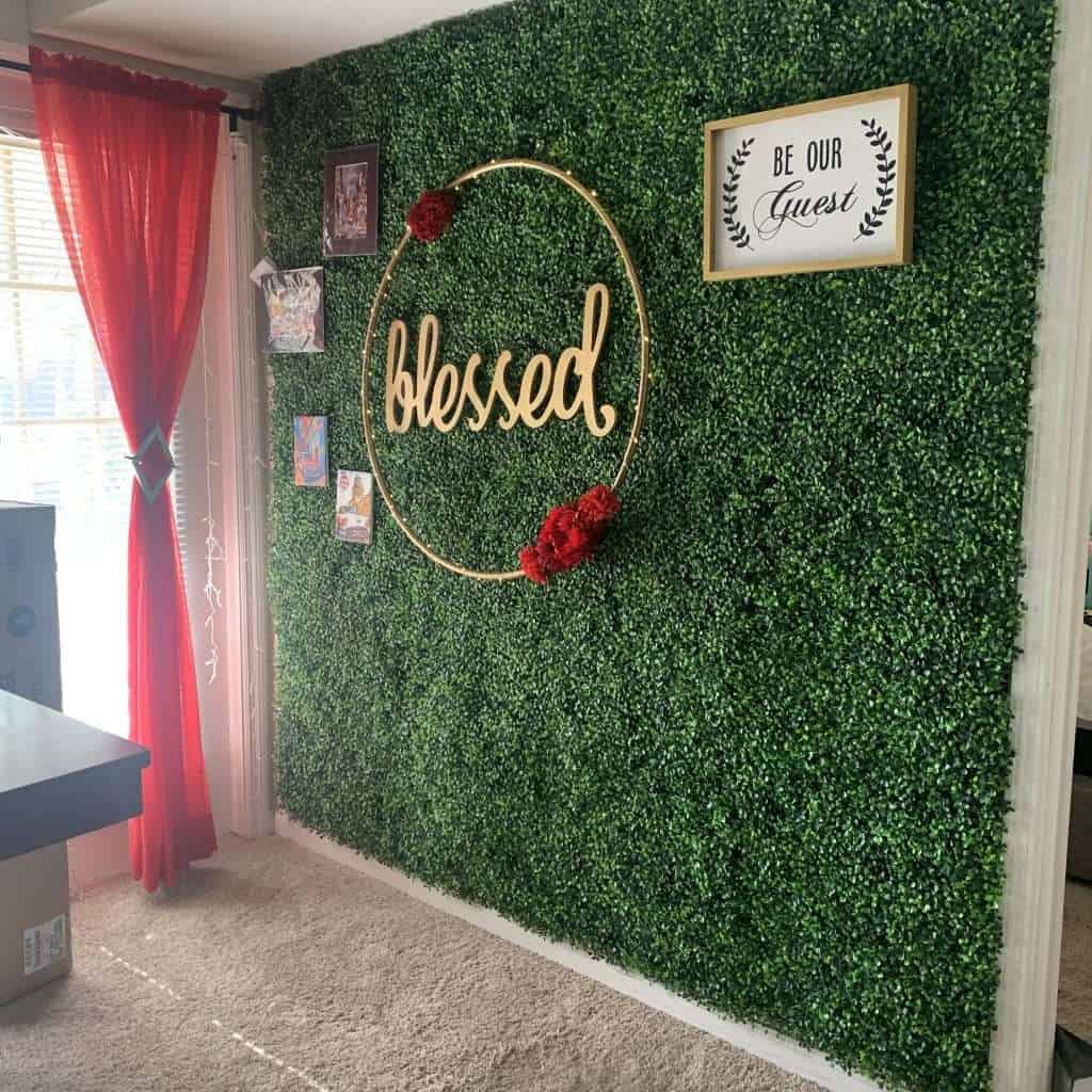 fake grass accent wall