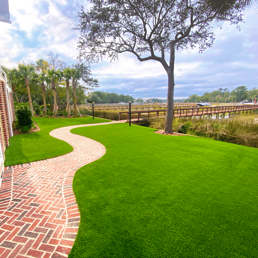 maintenance-free artificial turf backyard