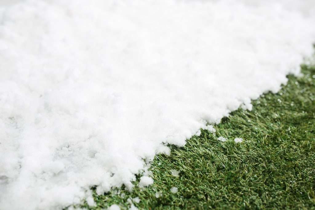 snow on artificial turf