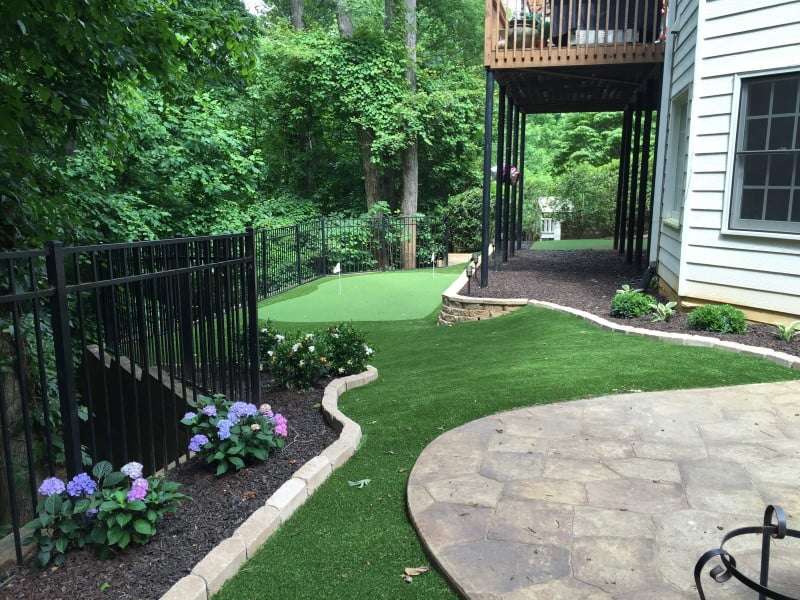 hilly backyard putting green