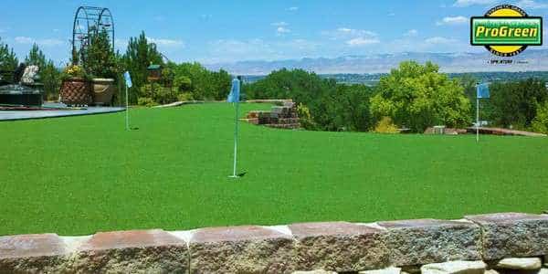Putting green with vibrant artificial turf