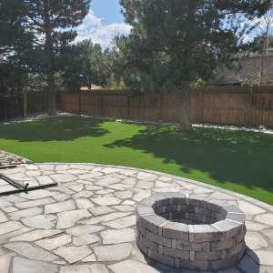 Denver Backyard Turf with Fire pit