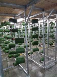 Turf fiber rolls in ProGreen's Dadeville, Alabama facility.