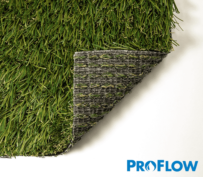 closeup of artificial turf with proflow backing