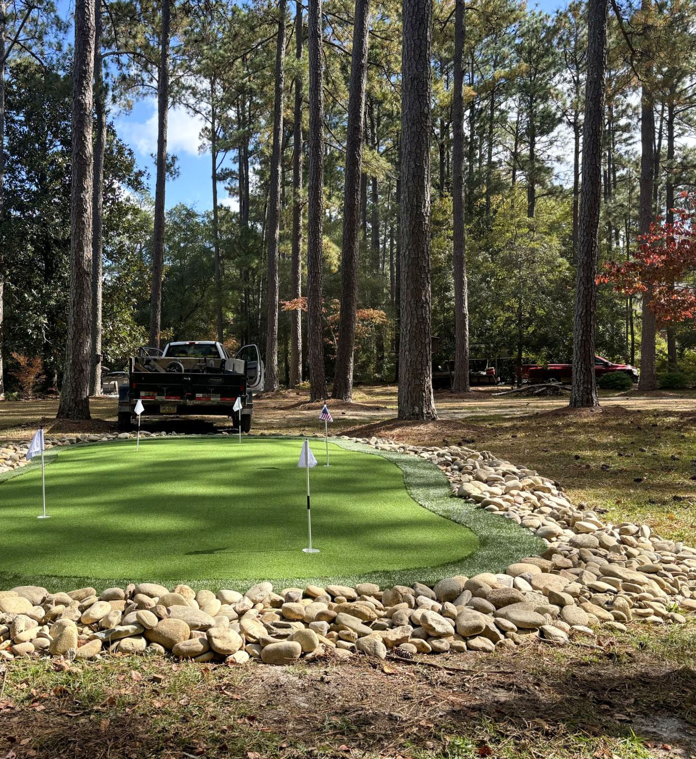 Raleigh putting green in backyard